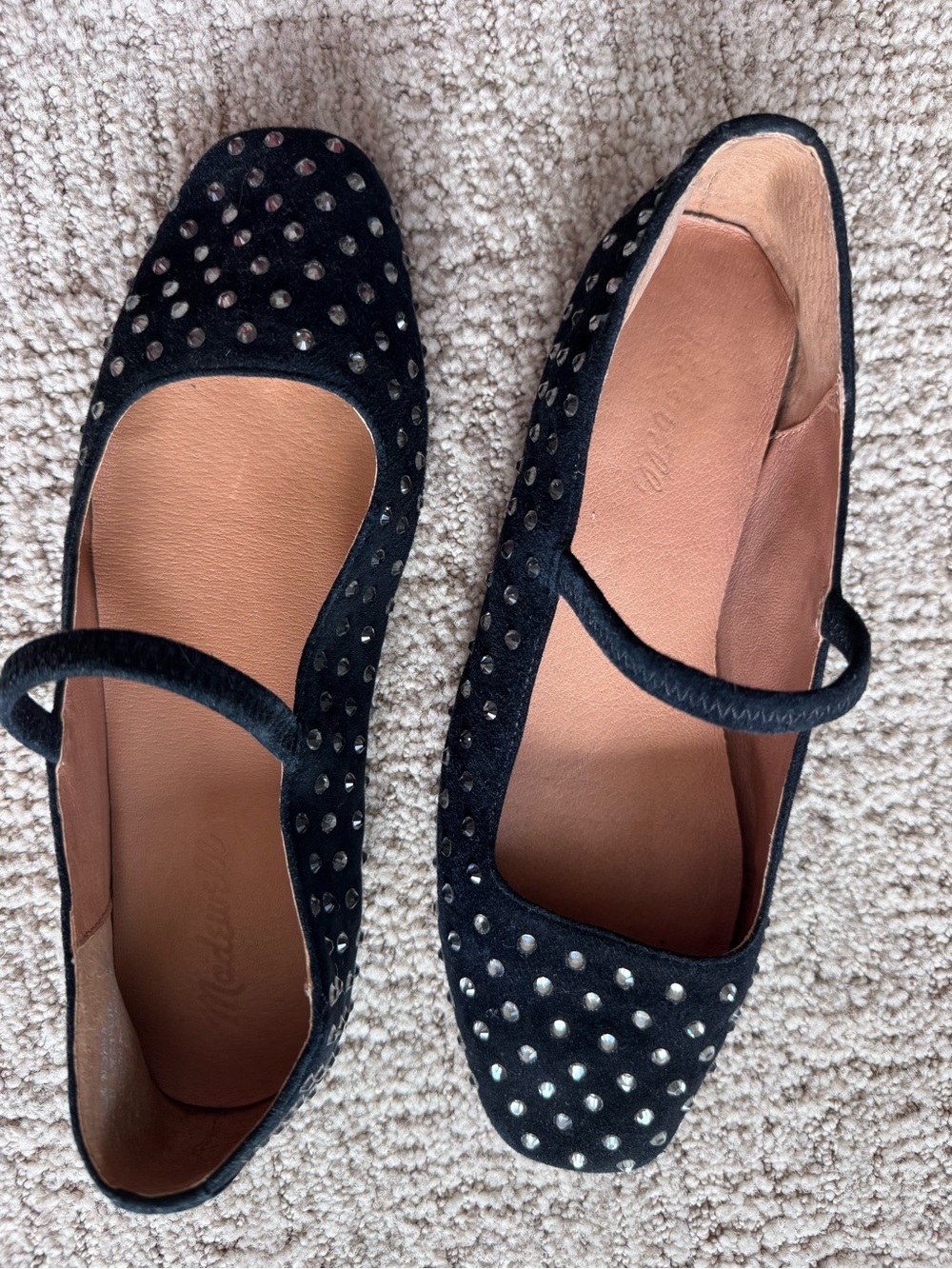 Madewell greta ballet flat in crystal embellished suede black - size 7 - Picture 3 of 3